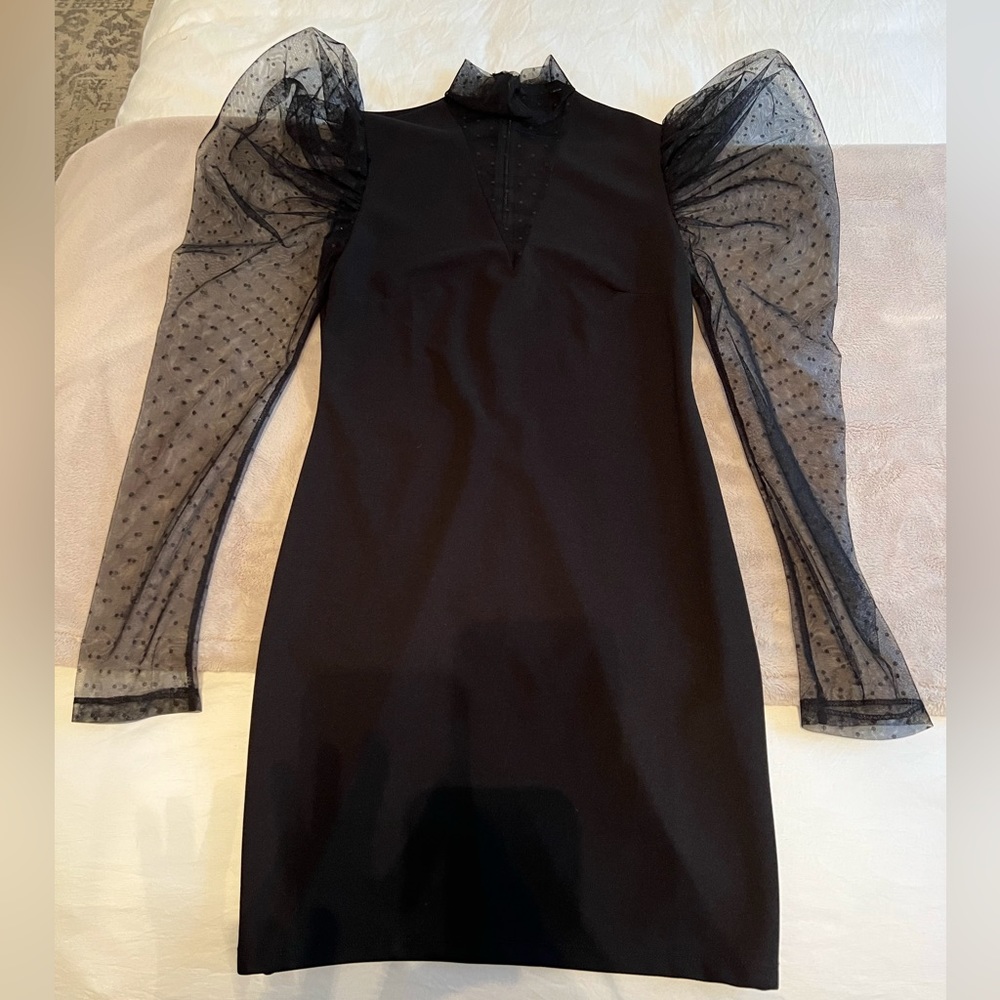 Black dress with polka dot mesh